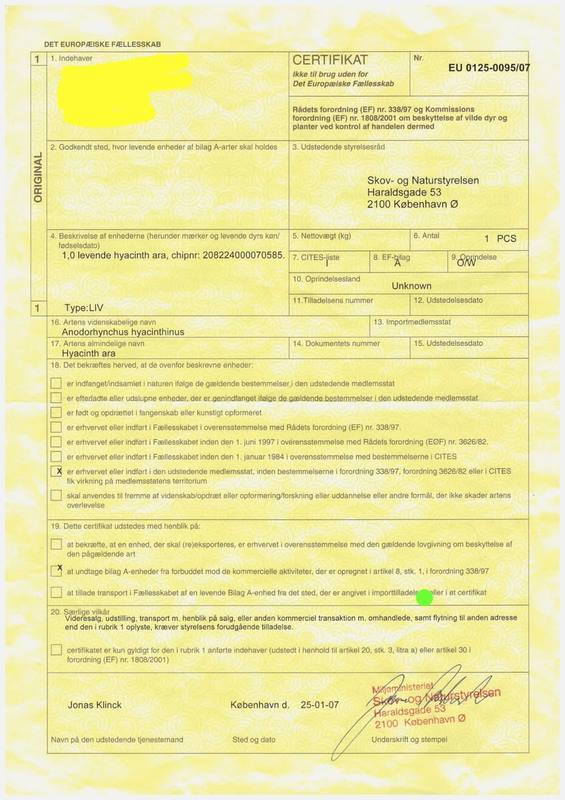 CITES Certificate